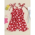 thumbnail image 6 of Hirigin 4th of July Toddler Girl Outfit Stars Stripe Flag Tie-Up Romper Overall Shorts 12M 18M 2T 3T 4T 5T Girls Fourth of July Clothes, 6 of 8