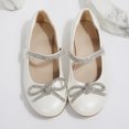thumbnail image 6 of Rexoro Girls' Mary Jane Flats Kids Sparkly Rhinestone Bow Dress Shoes Princess Girls Shoes for Wedding Party Ivory 11 Little Kid, 6 of 6