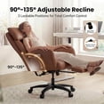 thumbnail image 5 of Genpo Criss Cross Desk Chair, Cross Legged Office Chair with Wheels, Brown Leather Big and Tall Reclining Office Chair 500lbs with Foot Rest, Reversible Armrests & Wide Seat, 5 of 12