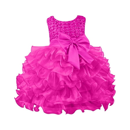 

Girls And Toddlers Dress Short Sleeve Princess Dress Casual Print Hot Pink 80