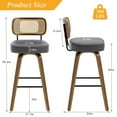 thumbnail image 4 of Swivel Counter Height Bar Stools, Set of 4, 29" Seat Height Upholstered PU Leather Barstools with Rattan Back Wood Legs for Home Kitchen Island, Gray, 4 of 10