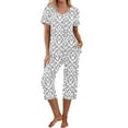 thumbnail image 1 of Ensembles de Pyjama pour Femmes 2 Pcs, Pyjamas et Pantalons à Manches Courtes Col en V Décontractés avec Poches, 1 of 6