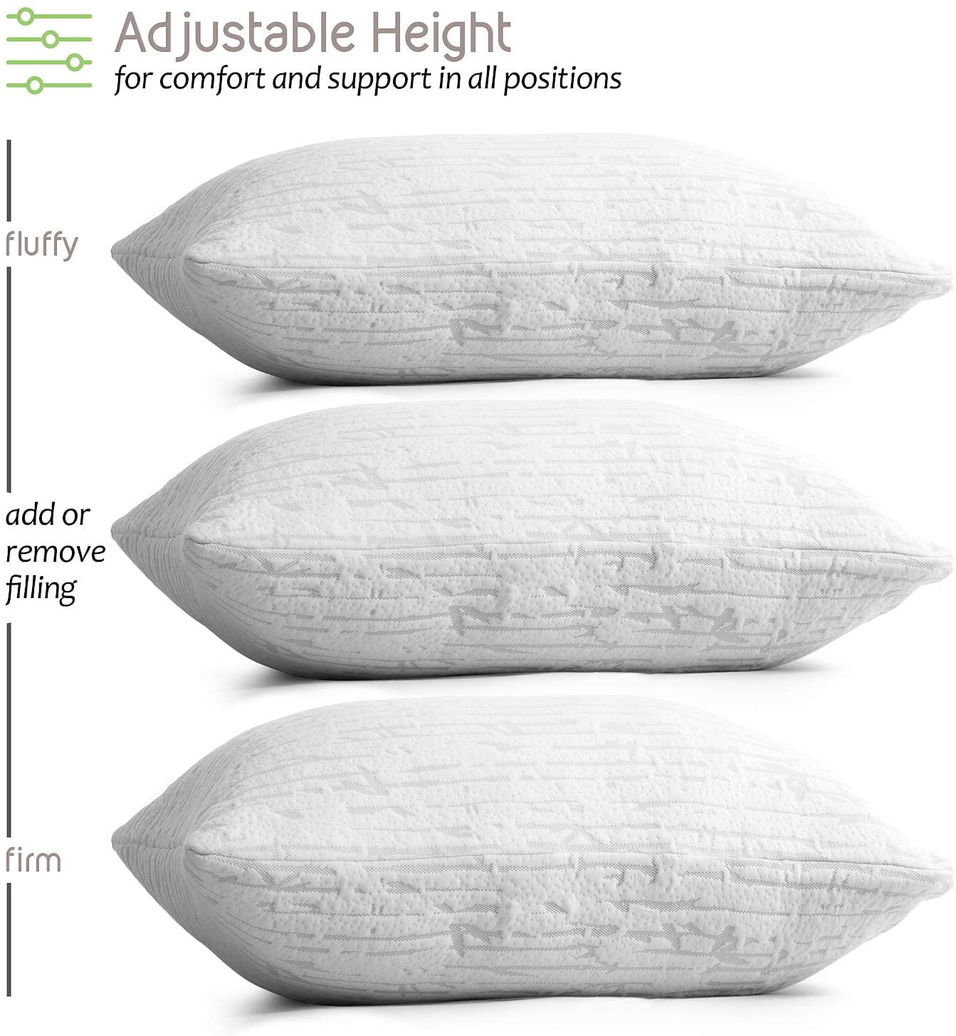 Hearth & Harbor Bed Pillow, Bamboo Pillows for Bed, Queen Size Pillows