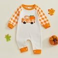 thumbnail image 2 of FYDUU Fall Baby Girl Clothes Halloween Plaid Bodysuit With Stripes Long Sleeve Romper Jumpsuit Cute Fall Winter Outfits Clothes Vintage Hallowmas, 2 of 4