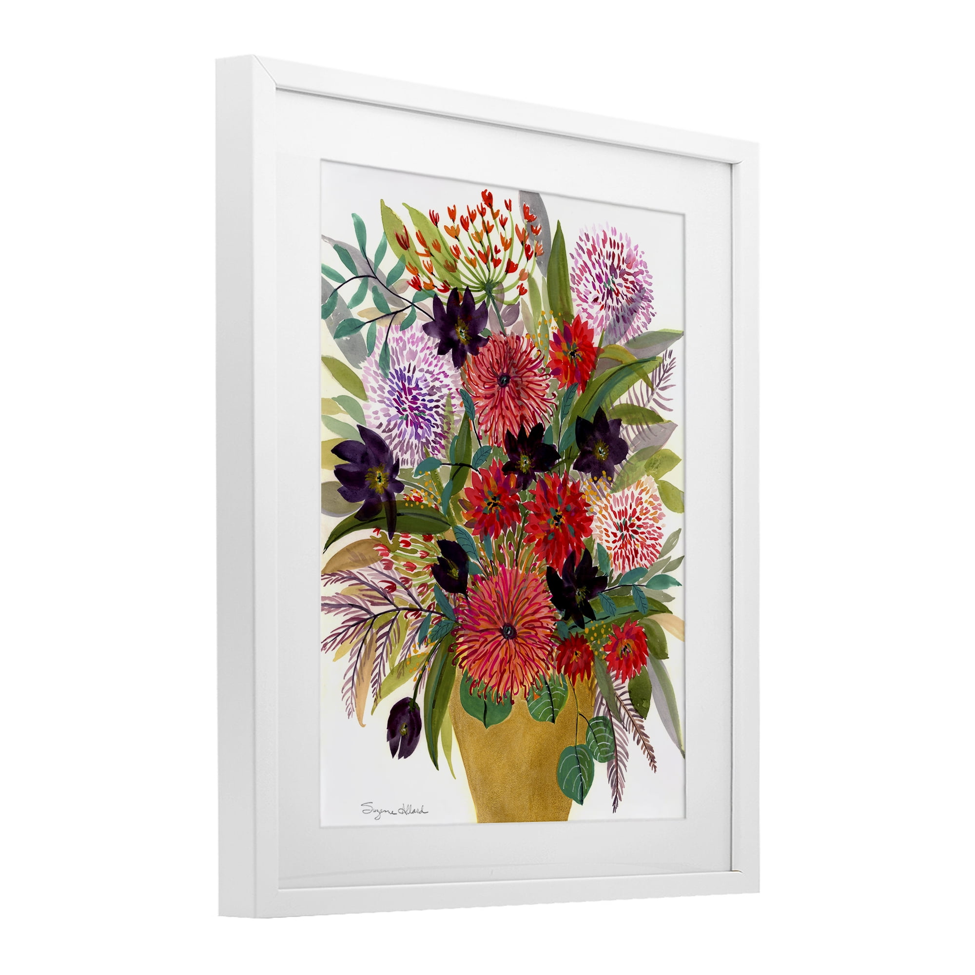 Stupell Industries Celebration Flower Bouquet White Framed Print Under Glass, design by Suzanne Allard