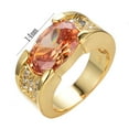thumbnail image 5 of Unisex Gold Plated Copper Ring With Geometric Full Diamond Design Durable Elegant Jewelry Sizes 6 7 8 9 10 11 12, 5 of 6