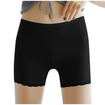 Arnsht Women s Ice Silk Non-marking Bottoms Thin Shorts Leggings Breathable Crotch Boyshorts Smooth Underwear Panties Black M