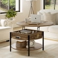 thumbnail image 1 of GUNAITO Round Lift Top Small Coffee Table with Storage Modern Farmhouse Centre Table with Shelf Small Circle Table for Living Room,Light brown, 1 of 5