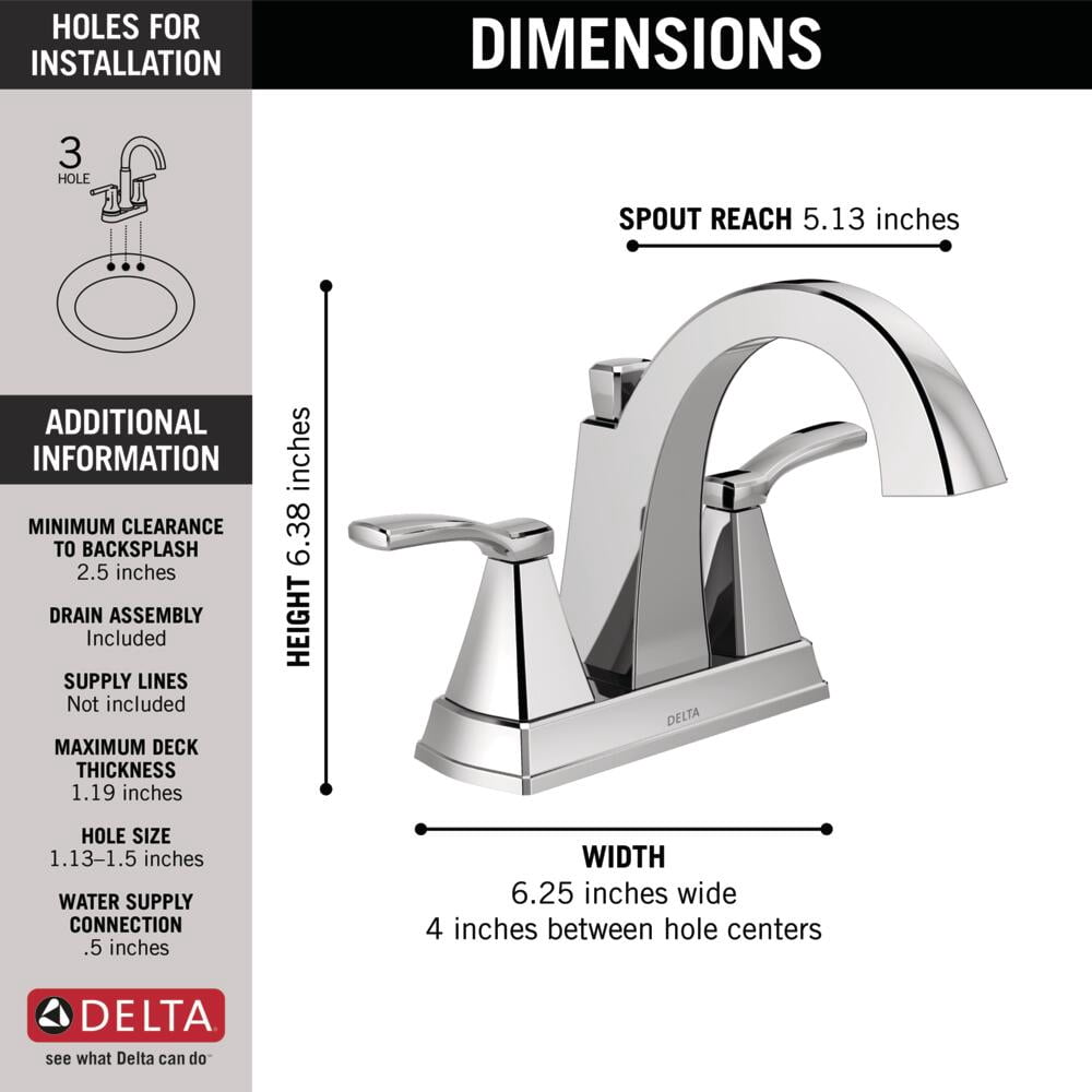 Delta 25768LF Flynn™ Two Handle Centerset Bathroom Faucet in Chrome