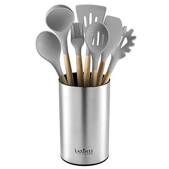 Laxinis 7" by 4.3" World Stainless Steel Kitchen Utensil Holder
