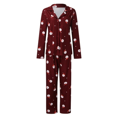 

AOOCHASLIY Family Christmas Pajamas Clearance Plaids & Stripes Women Mommy Printed Top+Pants Xmas Family Matching Pajamas Set