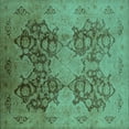 thumbnail image 1 of Ahgly Company Machine Washable Indoor Square Oriental Turquoise Blue Industrial Area Rugs, 6' Square, 1 of 4