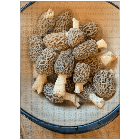 MyPuzzle - Bowl Of Morel Mushrooms - Premium 1000 Piece Jigsaw Puzzle for Adults