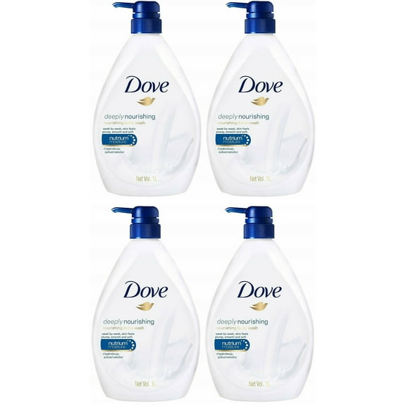 Dove Deeply Nourishing Body Wash, 33.8 Ounce / 1 Liter (Pack of 4) International Version