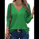 thumbnail image 2 of Blusas Elegantes e Informales para Mujer, con Cuello en V, Larga, Botones, Encaje Calado y Bordado. Verde XXL, 2 of 7