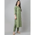 thumbnail image 6 of Janasya Indian Women's Green Chinon Solid Kurta with Pant and Dupatta, 6 of 10