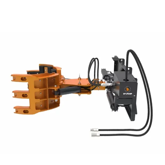 35 FT SKID STEER Rotating Grapple Hydraulic Attachment 5 Fin