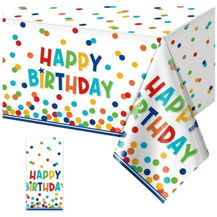 1 Pack Happy Birthday Plastic Tablecloth D rations,Disposable Colorful Polka Dots Table Cloths,Rectangle Waterproof Table Cover for Girls Boys Birthday Baby Shower Party D rations,54x108 Inch