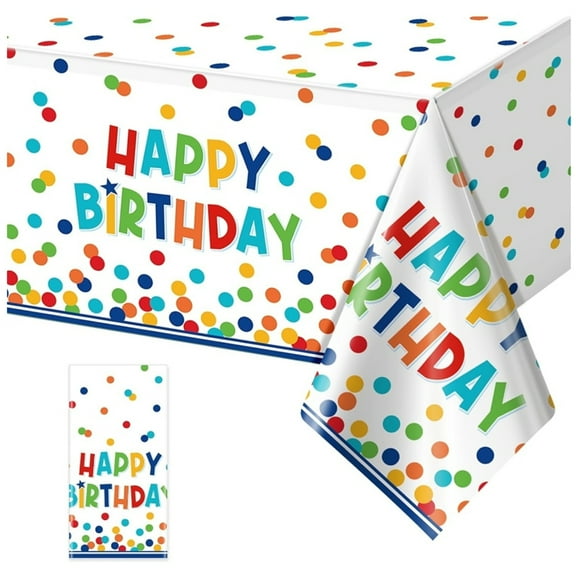 1 Pack Happy Birthday Plastic Tablecloth D rations,Disposable Colorful Polka Dots Table Cloths,Rectangle Waterproof Table Cover for Girls Boys Birthday Baby Shower Party D rations,54x108 Inch