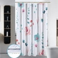thumbnail image 2 of Stall 36x72in Shower Curtain,Teal and Blush Floral Shower Curtain,Cute Watercolor Flowers Shower Curtain for Bathroom,Modern Minimalist White Waterproof Fabric Shower Curtain Set with Hooks, 2 of 6