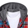 thumbnail image 5 of Admvng Mens Hooded Checkered Long Sleeve Shirt Casual Sportswear Top, 5 of 6