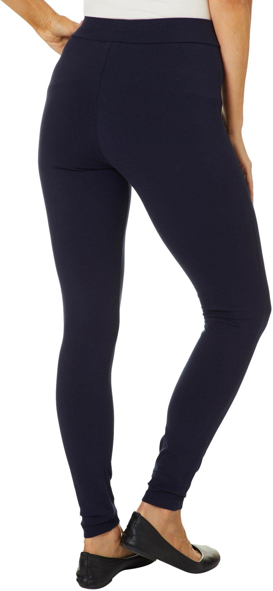 Hue Women's Wide Waistband Blackout Cotton Leggings, Navy, XLarge