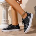 thumbnail image 4 of Rokment Women's Leopard Low Top Fashion Sneakers 2026 Spring Fall Trendy Casual Leather Lace up Platform Walking Flat Canvas Tennis Shoes Dark Blue Size 7.5, 4 of 8