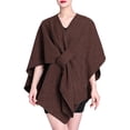 thumbnail image 6 of Bmisegm Women's Solid Color Cape Shawl Elegant Open Front Poncho soft Knit Sweater Wraps for Fall Winter Accessories Coffee_001, 6 of 6