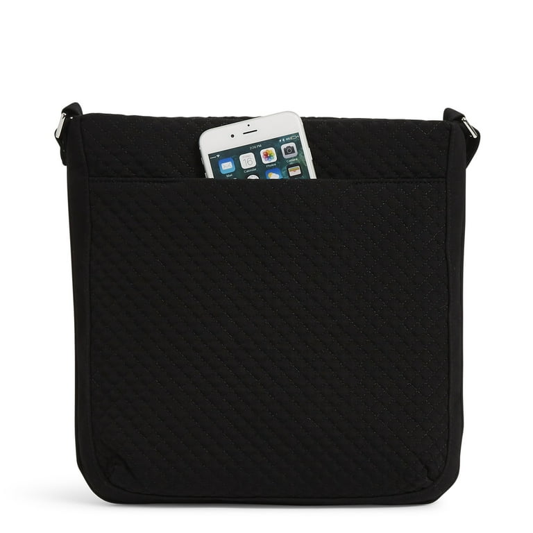 Vera Bradley Women s Microfiber Triple Zip Crossbody Bag Classic Black Walmart