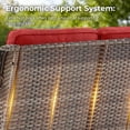 thumbnail image 4 of PARKWELL Outdoor 3 Seats Sofa - Rattan Wicker Patio Couch with Cushions - Steel Frame - Gray Wicker, Red Cushions, 4 of 5