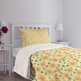 thumbnail image 3 of Ambesonne Sunflower Quilted Bedspread Set 2 Pcs, Patchwork Style Art, Twin Size, Olive Green Orange, 3 of 5