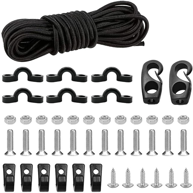 Kit De Montaje De Cubierta De Kayak Juego De Montaje De Cuerda Elástica De 8 Pies Con Cordón De Nylon Elástico Tornillo De Acero Inoxidable Anillos En C Ganchos En J Traje De Almacenamiento Advancent VI009403-01