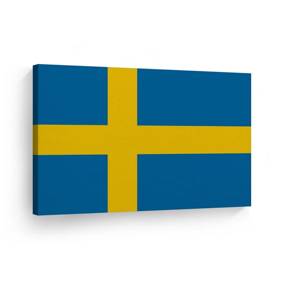 Smile Art Design Sweden Flag Canvas Wall Art Print Country Flags Office Living Room Dorm Bedroom Kitchen Man Cave Sports Club Bar Decor Modern Home Decor Made in USA - 30x40
