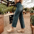 thumbnail image 3 of Women's Mid Rise Straight Leg Jeans - Washed Stretch Denim with Slant Pockets, Loose Comfort Fit（Runs Small）, 3 of 6