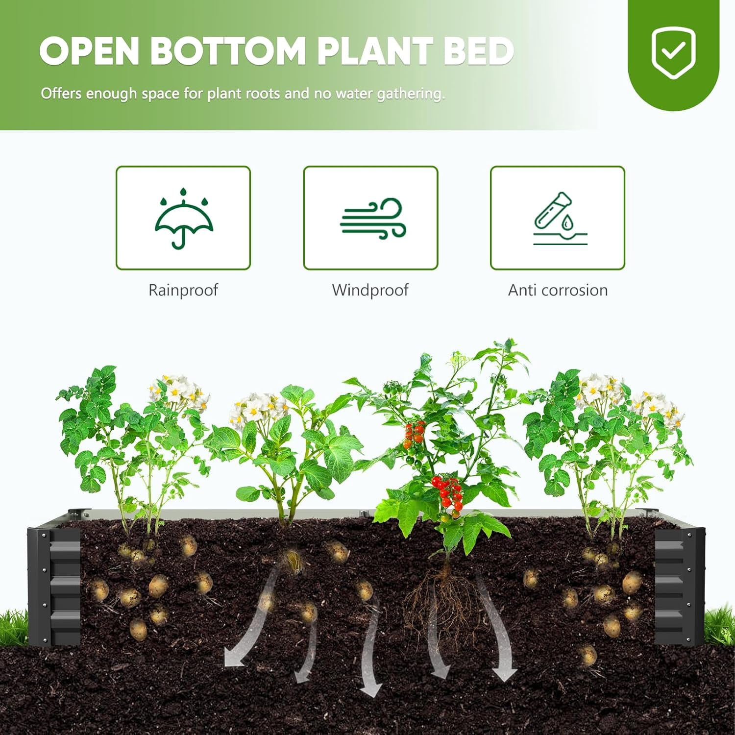 Slsy Galvanized Raised Garden Bed Kit w/Crop Cage Anti-Bird Netting Mesh Cover, 71" x 35.4" x 59" Large Metal Outdoor Planter Garden Boxes w/ 2 Roll-up Zippered Doors, for Vegetables Herbs Flowers