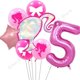 thumbnail image 1 of Adorno para tarta de princesa para niña, decoración de mesa de Barbies, suministros de fiesta de cumpleaños con diamantes rosas, platos y vasos de papel, globo, color negro y rosa, 1 of 4