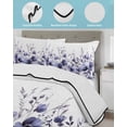 thumbnail image 3 of Quilt King Size Bedding Set, Purple Blooms Floral Reversible Summer Quilt 3 Pieces, Farmhouse Spring Flowers Botanical Lightweight Bedspreads Coverlets with 2 Pillow Shams for All Seasons, 3 of 5