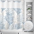 thumbnail image 2 of No Hook Shower Curtain, Blue Grey Coral Coastal Shower Curtains for Bathroom with See Through Top Window, Summer Beach Seaside Nautical Waterproof & Washable Bath Curtain 66"x72", 2 of 9