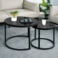 thumbnail image 1 of Hawsaiy 2-in-1 Nesting Coffee Table Set,Vintage Round Tea Table with Adjustable Foot Pads,Black, 1 of 10