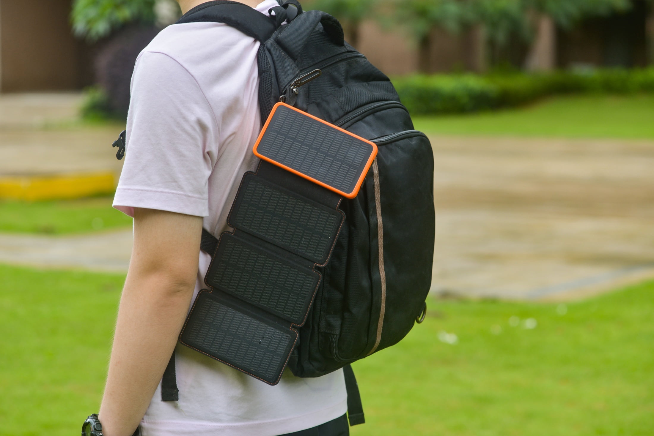Solar Charger 20000mAh, Outdoor USB C Portable Power Bank with 4 Solar Panels, External Battery Pack with 2 USB Outputs Compatible with Smartphones, Tablets, etc.