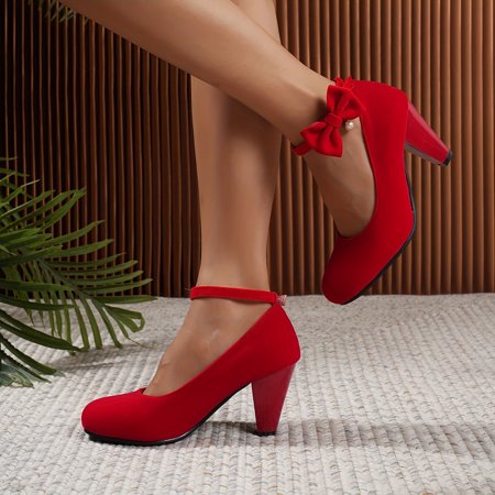 

HOLXI 2024 Women s Solid Color Block Heels Elegant Dress Slip On Point Toe Heels