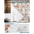 thumbnail image 3 of No Hook Shower Curtain with Snap in Liner Retro Floral Shower Curtain -Fabric Waterproof Inner Liner, Red Vintage Flower Branches Shower Curtains Washable 72"x84", 3 of 9