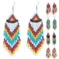 thumbnail image 4 of Grandest Birch 3 Pairs Bohemian Women Party Multicolor Beads Drop Dangle Statement Earrings Jewelry,Blue, 4 of 4