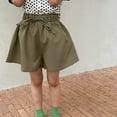 thumbnail image 6 of Lenpel Toddler Baby Girls' Shorts Infant Cotton Linen Ruffle Elastic Waist Paperbag Wide Leg Shorts Summer Casual Shorts, 6 of 6