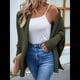 thumbnail image 4 of Suéter Tipo Cárdigan para Mujer, de Gran Tamaño, de Punto Grueso, Holgado, Cruzado, con de Murciélago y Frente Abierto Verde XL, 4 of 8
