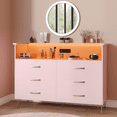 thumbnail image 3 of 6 Drawer Pink Dresser with LED Lights and Charging Station,Modern Wood Dressers for Bedroom & Living Room, 3 of 8