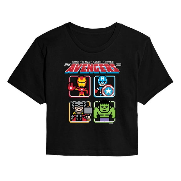 Marvel - Avengers 8Bit - Juniors Cropped Short Sleeve Graphic T-Shirt