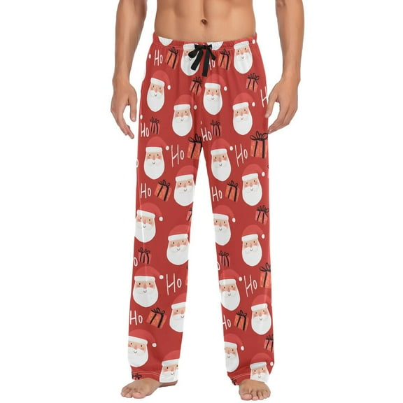 joogoo Men's Pajama Pants Santa Claus Gifts Soft Long Sleep Lounge Pjs Bottoms L