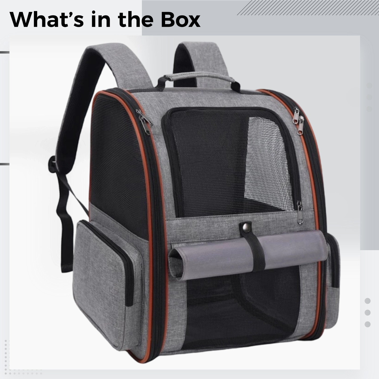 Gray Pet Carrier Backpack for Small Cats, Ventilated Mesh, Soft Sided, Oxford Cloth, 16.1 x 13 x 11 in / 41 x 33 x 28 cm, Portable Cat Backpack Carrier for Travel, Hiking & Outdoor Use