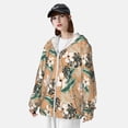 thumbnail image 4 of Pofeuu Tropical Leaves Flower Print Sun Protection Outdoor Lightweight Full Zip UV Cooling Hoodie Long Sleeve Summer Clothing for Outdoor Hiking-Large, 4 of 5